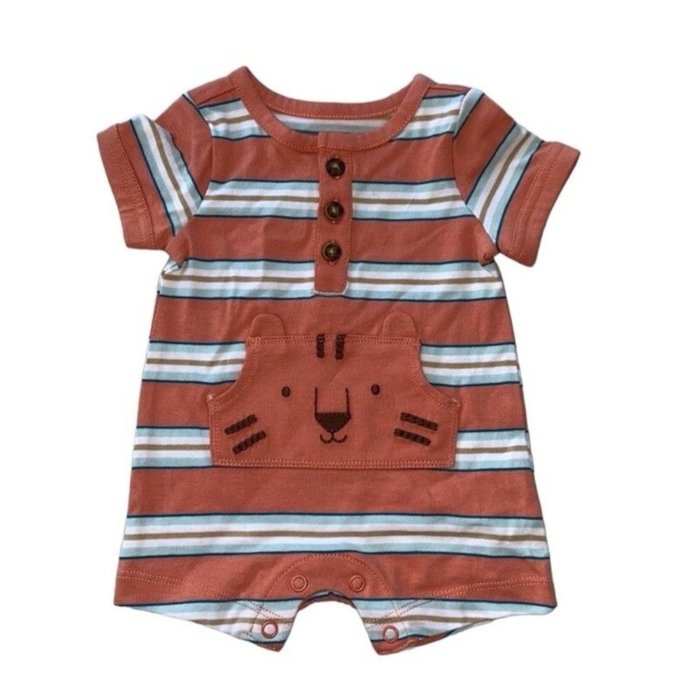 Just One You Carter's Baby Boy Newborn Orange Tiger Stripe Romper NB‎